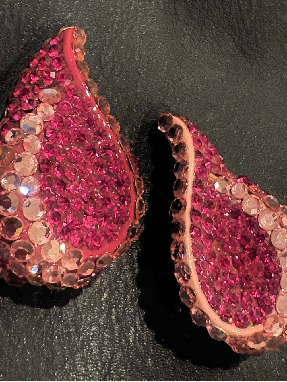 Vintage New Raspberry Bellini Pink Crystal Teardrop Earrings New Clip